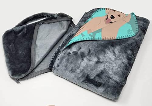 Caroline's Treasures MLM1056TBLT Yellow Labrador Retriever Soft Travel Blanket with Bag Airplane Blanket, Indoor Outdoor Camping Blanket for Traveling, Picnics, Beach Trips, Concerts