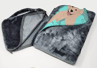 Caroline's Treasures MLM1056TBLT Yellow Labrador Retriever Soft Travel Blanket with Bag Airplane Blanket, Indoor Outdoor Camping Blanket for Traveling, Picnics, Beach Trips, Concerts