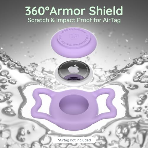 IP68 Waterproof Dog AirTag Holder for Dog Collar, Soft, Stretchy Silicone