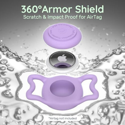 IP68 Waterproof Dog AirTag Holder for Dog Collar, Soft, Stretchy Silicone