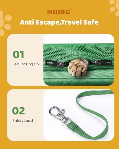 MIDOG Soft Cat Carrier Airline Approved, Expandable for Cats Up to 15lbs
