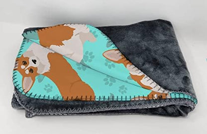 Caroline's Treasures MLM1015TBLT Red and White Pembroke Corgi Soft Travel Blanket with Bag Airplane Blanket, Indoor Outdoor Camping Blanket for Traveling, Picnics, Beach Trips, Concerts