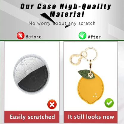 BORKUANA PU Leather Keychain Holder Protective Case Compatible with AirTag