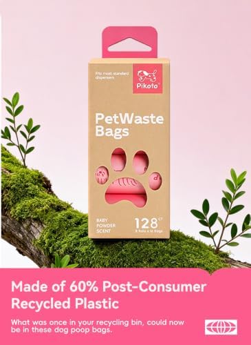 Dog Poop Bags, 128 Count, Baby Powder Scented, Pink