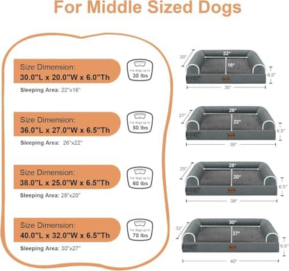 NANUYA Orthopedic Dog Bed for X-Large Dogs, 40 x 32 Inch, Dark Grey
