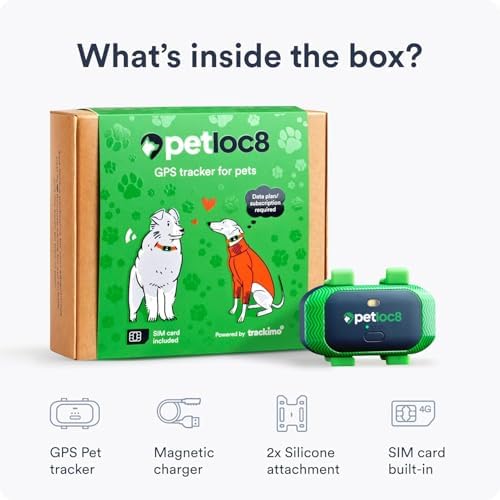 GPS Pet Tracker for Dogs - Dog Tracker Fits on Your Pets Collar, Waterproof, Smart App Controllable Geofencing and Pet Location History (Dog - 4 Months Included)