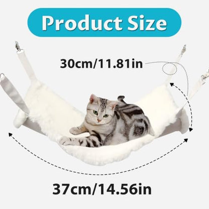 Andiker Cat Hammock, Reversible Cat Cage Hammock with Metal Hooks for Cats for Sleeping and Playing, 14.56 * 11.81 Inches Double-Sided Hanging Kitten Bed to Hang in Cages or Under Chairs (Small)