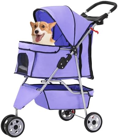 FDW | 3-Wheel Foldable Pet Stroller | Purple | Lightweight & Portable
