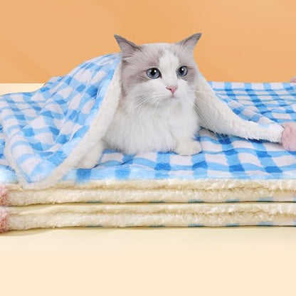 Little Pillow for Cats Puppies Ultra Soft Fluffy Pet Calming Toy Half Donut Cuddler for Joint Relief Sleeping Improve Machine Washable Blanket Set-White
