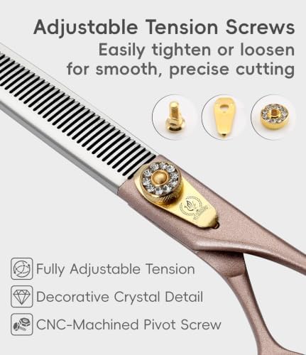Professional Thinning Scissors for Dog Cat 7.5'' Pet Grooming Scissors 440C Stainless Steel Thinning Shears for Dogs 50/56 Teeth