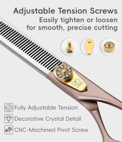 Professional Thinning Scissors for Dog Cat 7.5'' Pet Grooming Scissors 440C Stainless Steel Thinning Shears for Dogs 50/56 Teeth