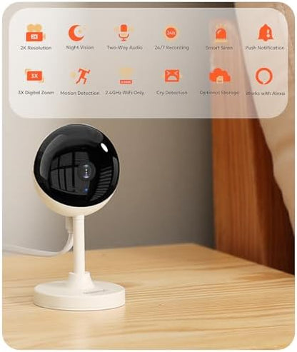 owltron Indoor Security Camera 2K, 2.4GHz WiFi Cameras for Home Security