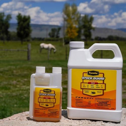 PYRANHA Stock Guard Concentrate - Livestock, Barn, Milk Rooms, Dairies, Poultry & Swine Houses Indoor Fly Control | Repels Flies, Lice, Ticks, Beetles, Mites, Gnats, 8 Oz