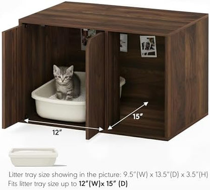 Furinno Peli Litter Box Enclosure, Small, Columbia Walnut