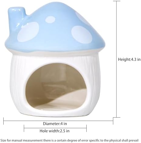 Ceramic Hide Hamster Hideout Small Pets Habitat House Accessories (Blue)