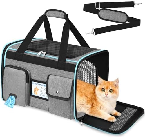 HUANLANG Large Cat Carrier Soft Sided Travel Pet Carrier Airline Approved