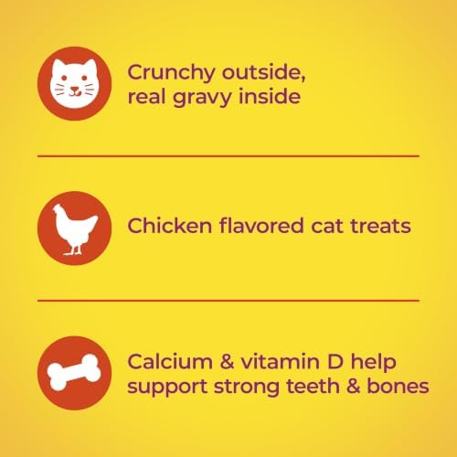 Meow Mix Gravy Bursts Chicken Flavored Cat Treats, 2.7 Oz. Bags (Pack of 5)