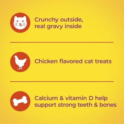 Meow Mix Gravy Bursts Chicken Flavored Cat Treats, 2.7 Oz. Bags (Pack of 5)