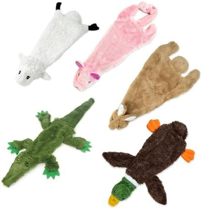Best Pet Supplies Squeaky Dog Toys with Soft Durable Fabric for Small, Medium and Large Pets Interactive Toy for Indoor Play, Supports Active Biting and Play - Large (Hare, Sheep, Cow, Pig, Penguin)