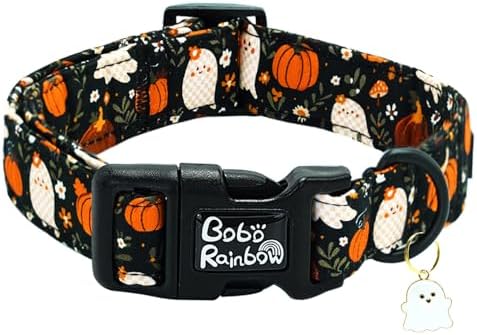 Halloween Fall Pumpkin Ghost Print Dog Collar for Medium Dogs