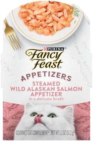 Purina Fancy Feast Appetizers Alaskan Salmon Food Topper, 10 Ct, 1.1 oz