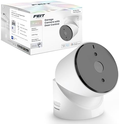 Feit Electric Smart Garage Door Camera, 2-Way Audio, Live Streaming, Human Motion Detection, 24/7 Recording, Infrared Night Vision, Remote Closure & Alerts, Alexa/Google Asst Compatible, CAM/GAR/WiFi