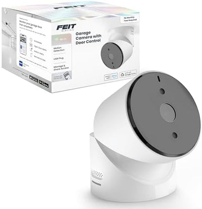 Feit Electric Smart Garage Door Camera, 2-Way Audio, Live Streaming, Human Motion Detection, 24/7 Recording, Infrared Night Vision, Remote Closure & Alerts, Alexa/Google Asst Compatible, CAM/GAR/WiFi
