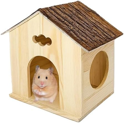 Wooden Chinchilla Hideout House Cage Accessories for Squirrel Sugar Gliders