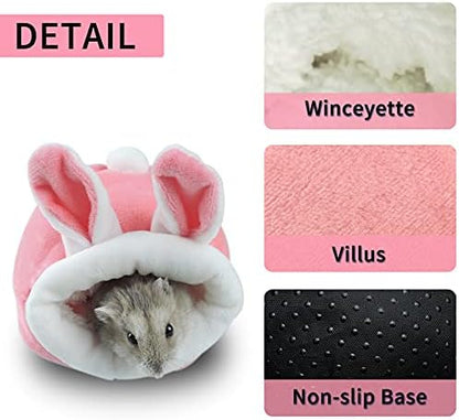 WishLotus Hamster Bed, Mini Soft and Warm Hamster House Cute Non-Slip Hamster Sleeping nest Small Animals Bedding House for Dwarf Hamsters, Mini Hedgehogs and Small Pets (Pink)