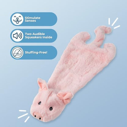 Best Pet Supplies 2-in-1 Stuffless Squeaky Dog Toy - Pig, Small