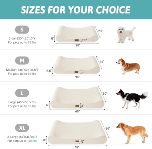 COZY KISS Orthopedic Dog Bed, for Medium Dogs up to 65 lbs, 36x24x5.5in