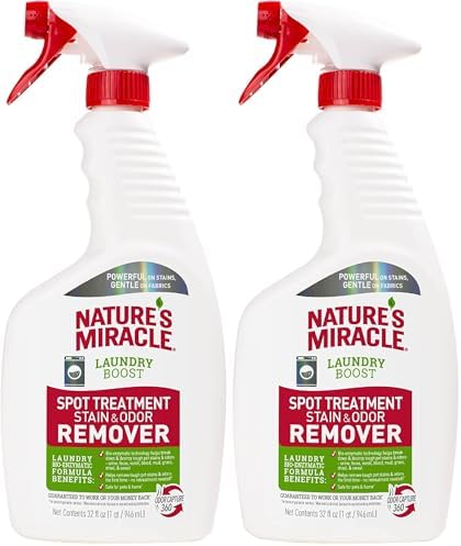 Nature's Miracle Laundry Boost Spot Treatment Stain and Odor Remover, 32 Oz., Laundry Pre-Wash Stain and Odor Remover (Pack of 2)