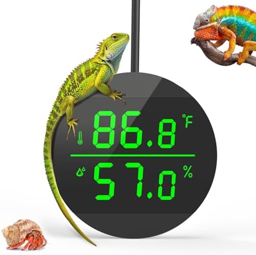 QZQ Reptile Thermometer and Humidity Gauge, Digital Display, Black
