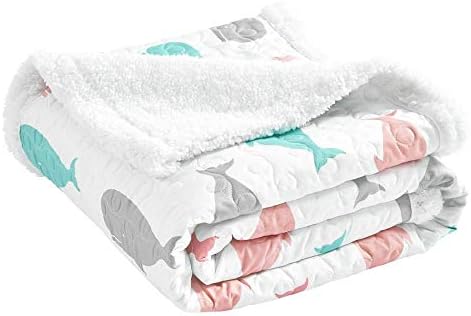 Lush Decor Whale Throw | Ocean Animal Print Fuzzy Reversible Sherpa Blanket - 60” x 50”, Pink & Aqua