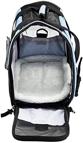 Paws & Pals Airline Approved Pet Carriers with Fleece Bed For Dog & Cat, Large, Mineral Blue