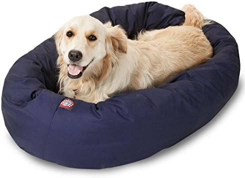 Majestic Pet Bagel Calming Dog Bed, 40 Inch Large, Round, Washable, Blue