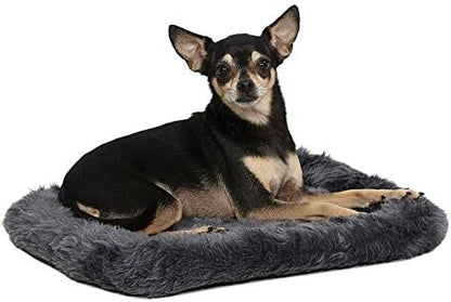 MidWest Homes for Pets QuietTime XXS Dog Bed - Gray Faux Fur Bolster, Ultra-Soft and Machine Washable, Fits 18-Inch Crates and Carriers, for Small Dogs and Cats
