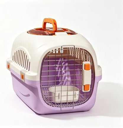 Cat Carrier Airline Approved, Portable Pet Travel Crate with Anti-Stress Design for Cats & Small Dogs, Car Safe Kennel with Top Window (Purple)
