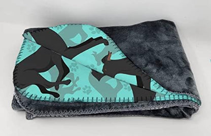 Caroline's Treasures MLM1070TBLT Black Great Dane Soft Travel Blanket with Bag Airplane Blanket, Indoor Outdoor Camping Blanket for Traveling, Picnics, Beach Trips, Concerts