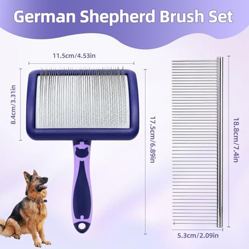German Shepherd Brush with Pet Finishing Comb,2PCS