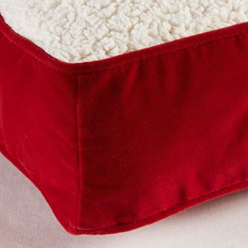 South Pine Porch Buddy Reversible Rectangle Pillow Style Microfiber and Sherpa Dog Bed with Removable, Machine-Washable Cover, Crimson Sherpa, Extra Small (24 in. x 18 in.)