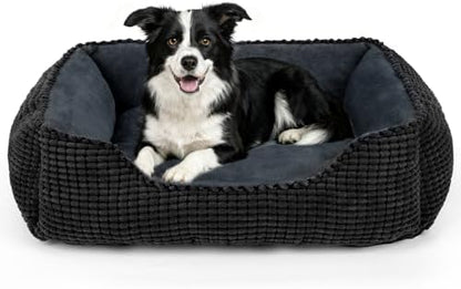 MIXJOY Large Dog Bed for Large Medium Small Dogs, Rectangle Washable Orthopedic Dog Bed, Soft Calming Sleeping Puppy Bed Durable Pet Cuddler with Anti-Slip Bottom L(30"x24"x9")