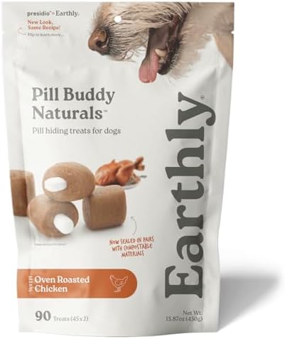 Presidio Earthly Pill Buddy Naturals - Chicken Recipe Pill Hiding Treats for Dogs - Make A Perfect Pill Concealing Pocket Or Pouch for Any Size Medication - 90 Servings