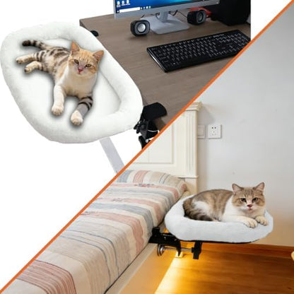 Cat Desk Bed&Cat Hammock for Desk and Bedside,90°Rotating&Height Adjustable