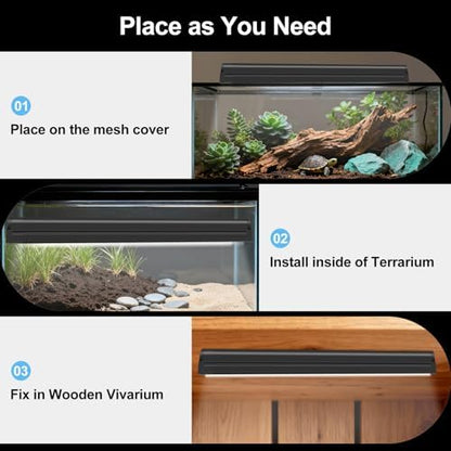LUCKY HERP T5 Reptile Light Fixture Combo Kit 8W (New Upgrade), 10.0 UVB Light for Reptiles and Amphibians, UVA UVB Basking Light Desert Lamp for Lizard, Bearded Dragon, Tortoise 12inch