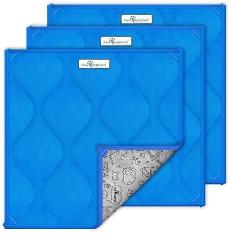 Paw Inspired Washable Fleece Guinea Pig Cage Liner Pads,12x12 Inch, Blue