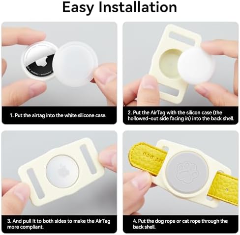GOCII for Airtag Dog Collar Holder 2 Pack,Waterproof Dog Collar Holder for Apple AirTag(Gen 1 & 2),Silicone Air Tags Case for Dog Collars(Beige & Gray)