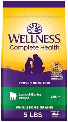 Wellness Complete Health Adult Dry Dog Food, Wholesome Grain Kibble, Natural, Lamb and Barley Recipe, 5 lb Bag
