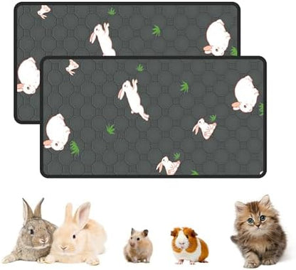 2-Pack Guinea Pig Cage Liner, 16in x 30in Fast Absorption Washable Bedding Pee Pads for Dogs Puppy Rabbit Small Animal Cage Mat, Leakproof & Non-Slip