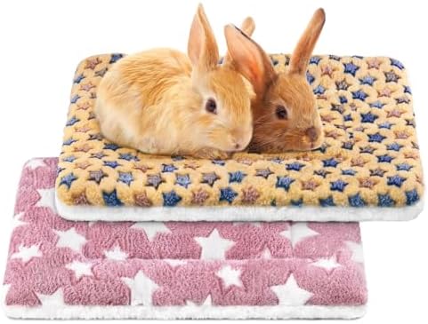 2 Pcs Guinea Pig Bed, Washable Rabbit Bunny Bed Mat Warm Small Animal Bed Pad Guinea Pig Pillow Pet Bed Mat for Chinchilla Hedgehog Ferret (19.3" x 12.6")